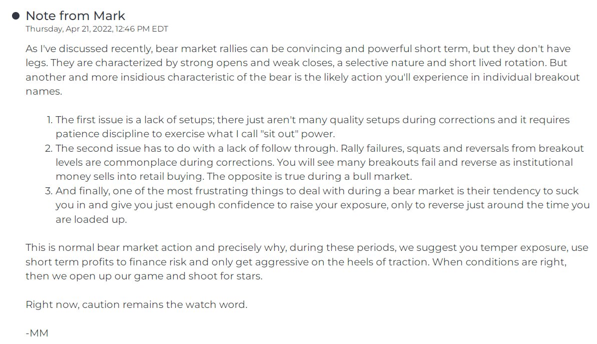 markminervini's tweet photo. I just shot a short note off to our MPA members👇.  We recently added some select names on the long side, but I have yet to sound the "all clear" to get aggressive. Our risk model remains on its November 22, 2021 sell signal. https://t.co/7NiHKuPACd https://t.co/wy8Ofpo95J