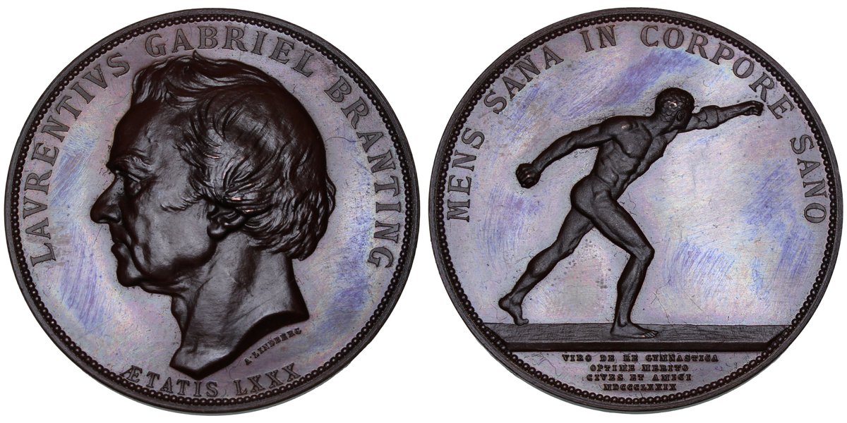 numismagram's tweet photo. Here's a glossy bronze medal from 1879 commemorating Lars Gabriel Branting, a famous Swedish physiotherapy pioneer... ➡️$195⬅️ https://t.co/2FtJnCk9Iq #numismatics #exonumia #medallicart https://t.co/IMVvguPi6v