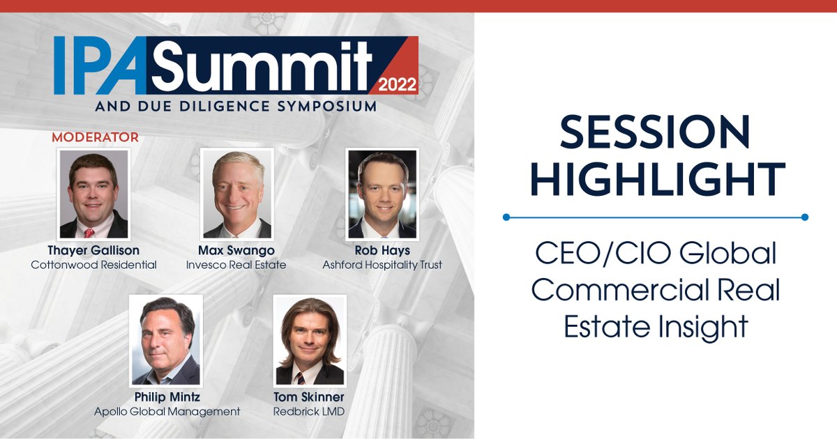 portfolioalts's tweet photo. Don’t miss out on top c-suite insights during #IPASummit22 where we'll host our next CEO &amp; CIO Commercial Real Estate Outlook: https://t.co/oJcpcuFprM https://t.co/VPLyPlQ51j