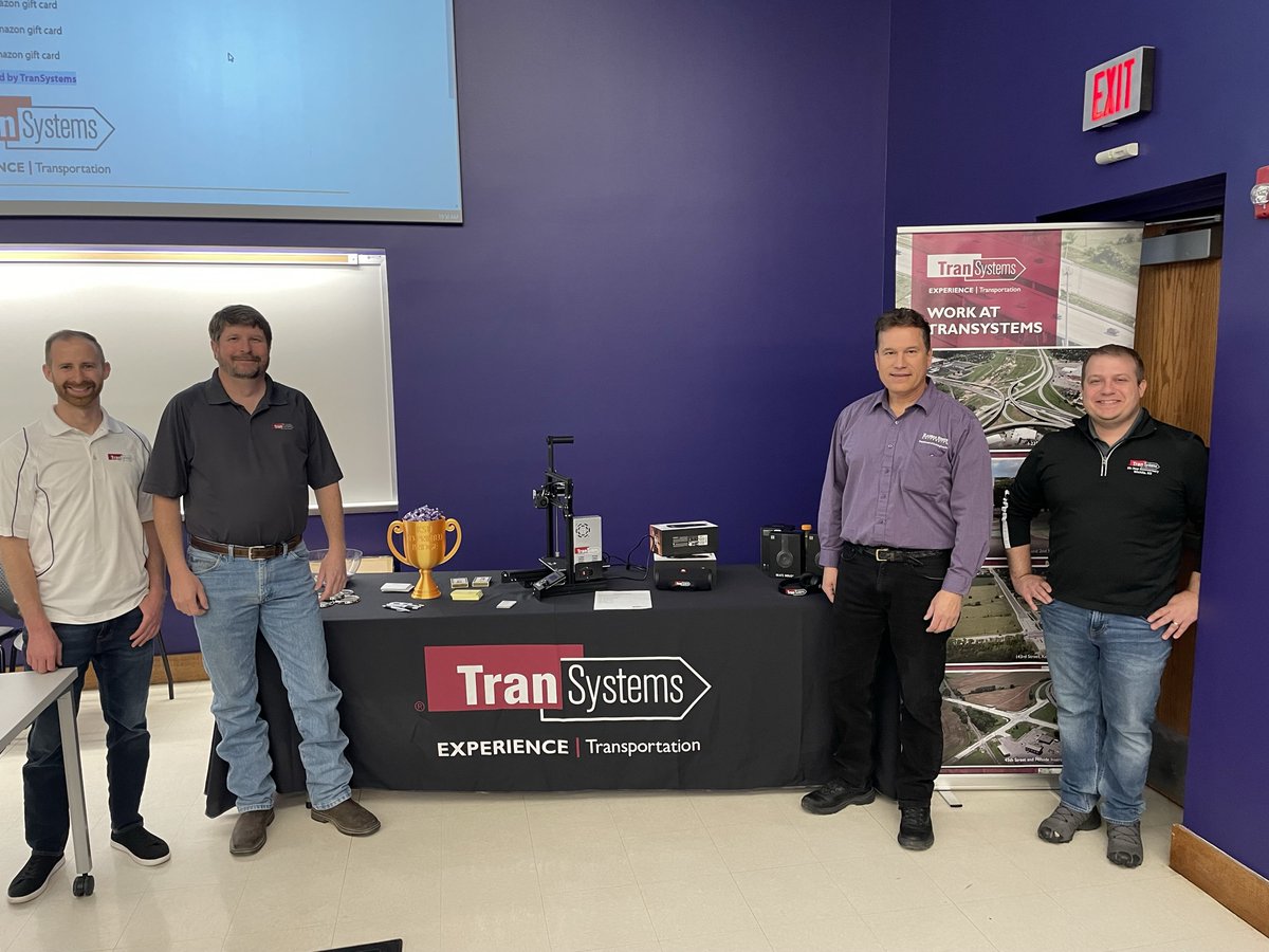 TranSystems's tweet photo. #TBT to Andrew Bernica, Slade Engstrom and Michael Bailey representing #TranSystems as judges at the K-State 3D Printed Railway Bridge Competition! 

#RailwayBridge #KState #BridgeCompetition #EngineeringCompetition https://t.co/ZWuwqrdUTR