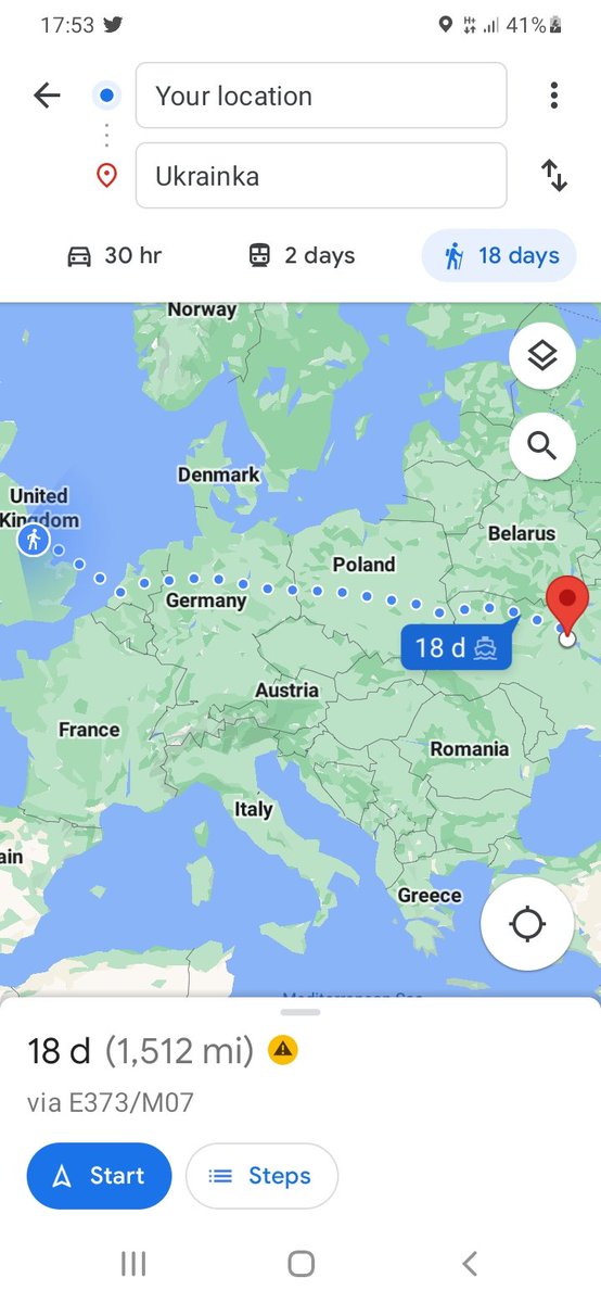 Just as a comparison 60 marathons is the equivalent to my house to Ukraine.

Yeah 
I'm walking that.

#nft #walking #UK to #Ukraine️