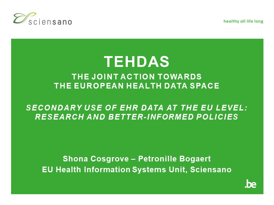 Innovation in Health Information Systems unit (@ihis_unit) on Twitter photo Today we've had the pleasure to participate in the 8th European Conference on Health Law in Ghent, for a workshop on the European Health Data Space. Our colleague <a href="/SM_Cosgrove/">Shona Cosgrove</a> presented <a href="/tehdas/">TEHDAS2 joint action</a> and talked about the secondary use of #healthdata. #echl2022 @EAHLaw #EHDS Today we've had the pleasure to participate in the 8th European Conference on Health Law in Ghent, for a workshop on the European Health Data Space. Our colleague <a href="/SM_Cosgrove/">Shona Cosgrove</a> presented <a href="/tehdas/">TEHDAS2 joint action</a> and talked about the secondary use of #healthdata. #echl2022 @EAHLaw #EHDS