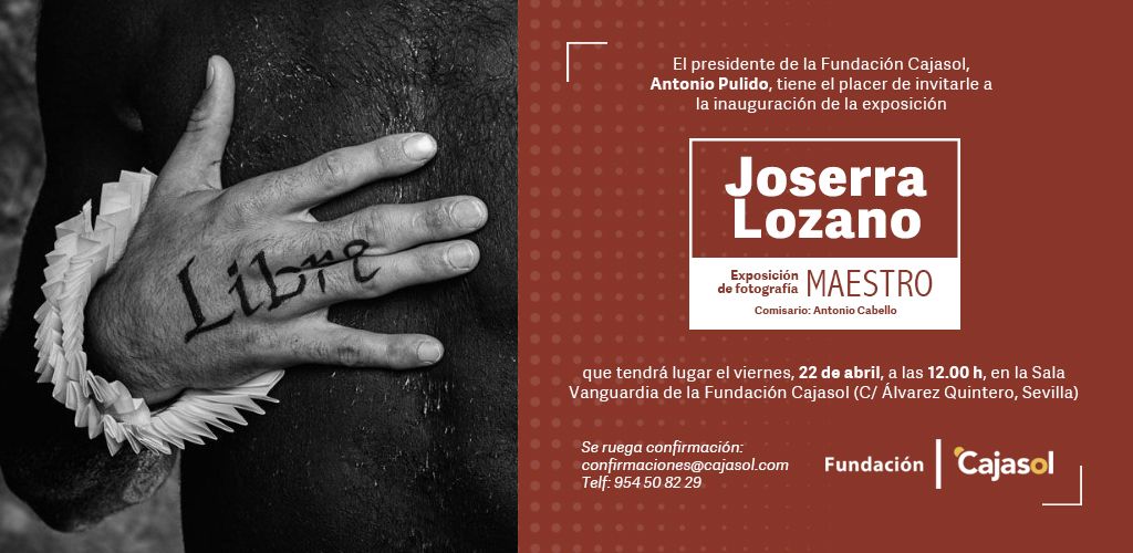 📸 ¡Mañana en la Fundación <a href="/Cajasol/">Fundación Cajasol</a> de Sevilla se inaugura la exposicion de fotografía 'Maestro', de <a href="/joserralozano/">JOSERRA LOZANO</a> 

¡No os la perdáis en la calle Álvarez Quintero!😃