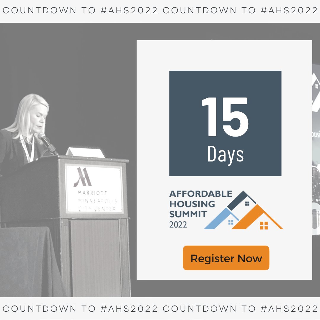 WinthropMPLS's tweet photo. There are 15 days until the #AffordableHousing Summit! Our presenters and panelists are gearing up to deliver the latest in affordable housing news, best practices and industry updates. Learn more and sign up: https://t.co/gHANBfcHyA #AHSMN2022 https://t.co/KQ6NAMlOEo