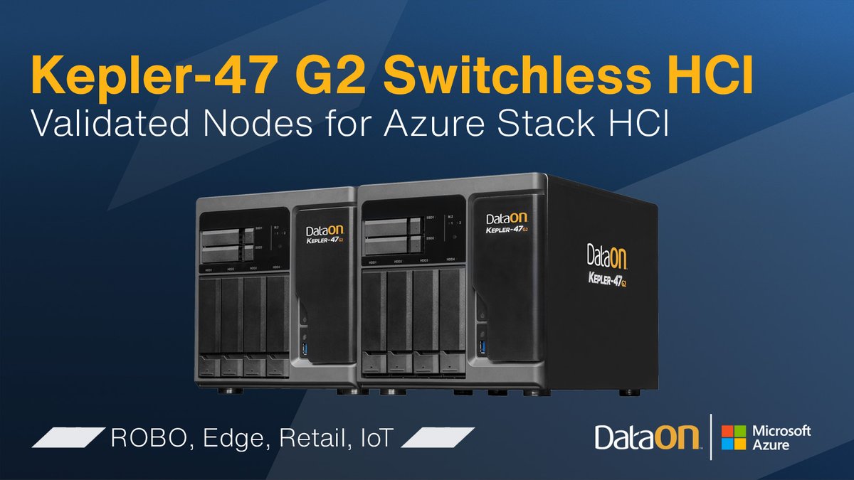 dataon's tweet photo. The DataON Kepler-47 is a 2-node #AzureStackHCI switchless solution for branch office, retail, & edge where there is limited space for servers. Direct-connect networking eliminates costly network adapters & switches. https://t.co/r0yqC4zE3a #SwitchlessHCI #HCI #S2D #HybridCloud https://t.co/X6XOxJaoja
