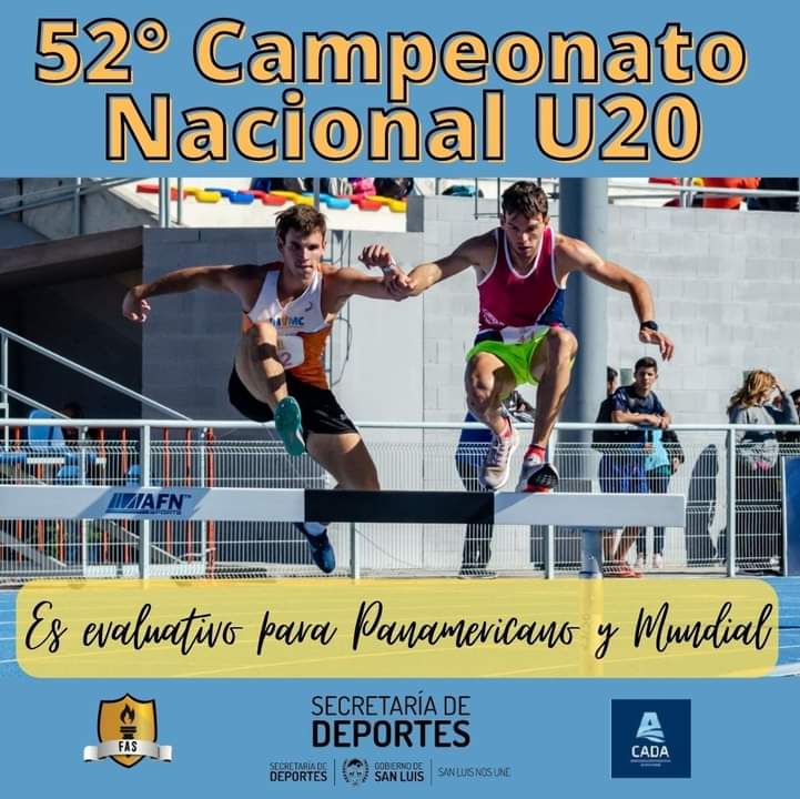 AtletismoAr's tweet photo. 52° CAMPEONATO NACIONAL DE JUVENILES

El sábado 23 y el domingo 24 de abril se disputará la 52º edición de los Campeonatos Nacionales de Juveniles en la pista sintética del Centro de Desarrollo Deportivo ¨Pedro Presti¨ de San Luis. https://t.co/Qkpsd7wlb1
