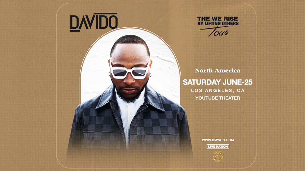 youtubetheater's tweet photo. Los Angeles! Don't miss @davido's, "The We Rise By Lifting Others Tour" at #YouTubeTheater, Saturday June 25! Tickets are on sale NOW.

https://t.co/h7AHMZdZHl https://t.co/1pYQIdkTcX