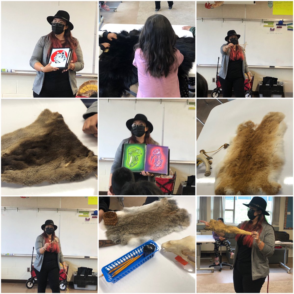 HendersonEleme1's tweet photo. So excited our #AIRS artist this term is Christine MacKenzie! She is weaving in her traditional stories into the art lessons she is leading and we are making connects. #ThreadingOurStories #ArtistInResidence https://t.co/eNJdzK7OaT