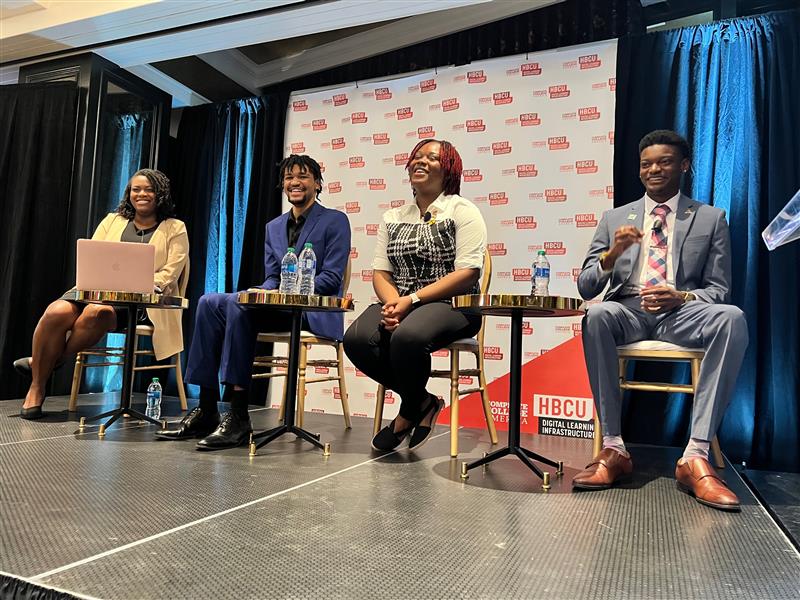 CompleteCollege's tweet photo. Students are the reason for this work! 💡 Excited to hear directly from Shardae Day, freshman at @TuskegeeUniv, Cornell Harris, junior at @Morehouse, &amp; Ki'Andre Thomas, junior at @CAU during this student panel. #HBCUDigitalSuccess https://t.co/vBTV9JDrXk