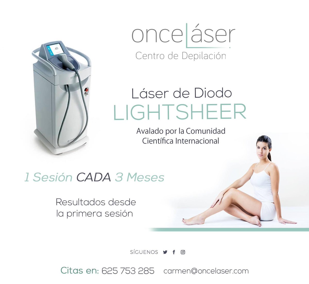 LaserOnce's tweet photo. En OnceLáser la experiencia de nuestro personal sanitario confirma que la realización de las sesiones cada tres meses es más efectivo que realizarlas en menos tiempo.

Ponte en las mejores manos:Profesionales sanitarios y Láser de Diodo LightSheer: Líder en tecnología láser😉 https://t.co/hdSmIXODd1