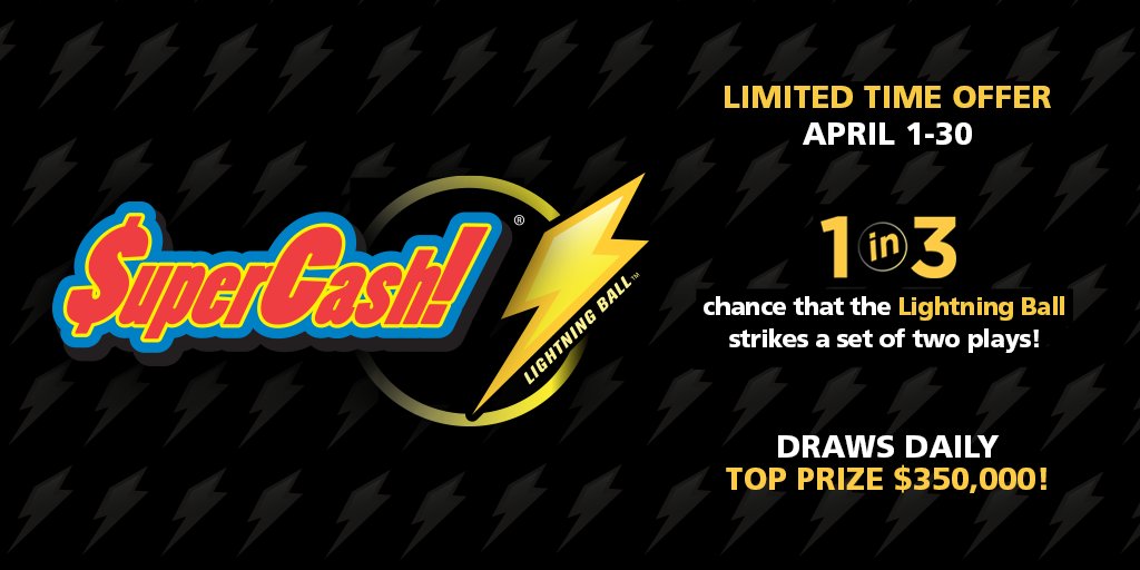 wilottery's tweet photo. In April, there's a 1 in 3 chance that a Lightning Ball strikes a SuperCash! set of plays and leads to a $10,000 win. If the Doubler is drawn, the prize doubles to $20,000!
Learn more about the #WisconsinOnly SuperCash! limited offer at https://t.co/FouyOr0Gjk https://t.co/yWvBuG3pxp
