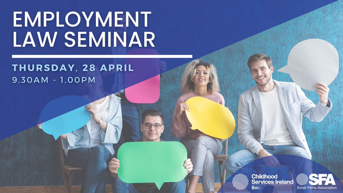 There is still time to register for the SFA Employment Law Seminar on Thursday, 28 April when you will hear about updates to HR & Employment Law, OHS, employee wellbeing and how to manage tricky situations in the workplace. Register here: ibec.ie/sfa/news-insig…