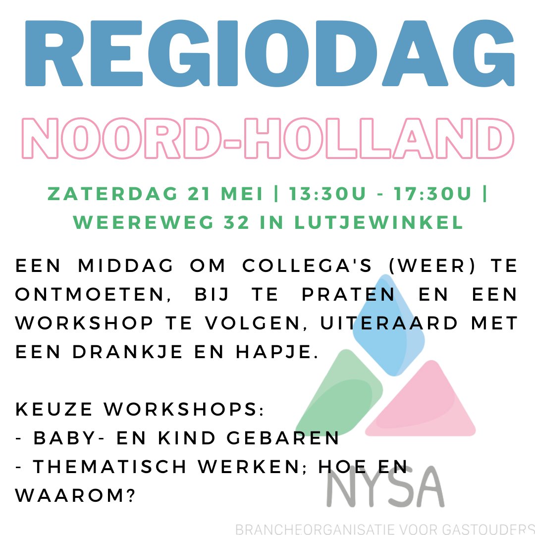 StichtingNysa's tweet photo. Kom je ook?
Er is een beperkt aantal plaatsen beschikbaar dus wacht niet te lang!
Heb je nog vragen of wil je aanmelden? Stuur dan een mail naar: GORNHolland@stichtingnysa.nl

#stichtingnysa #gastouder #regiodagNoordHolland https://t.co/vc1B6zO83F