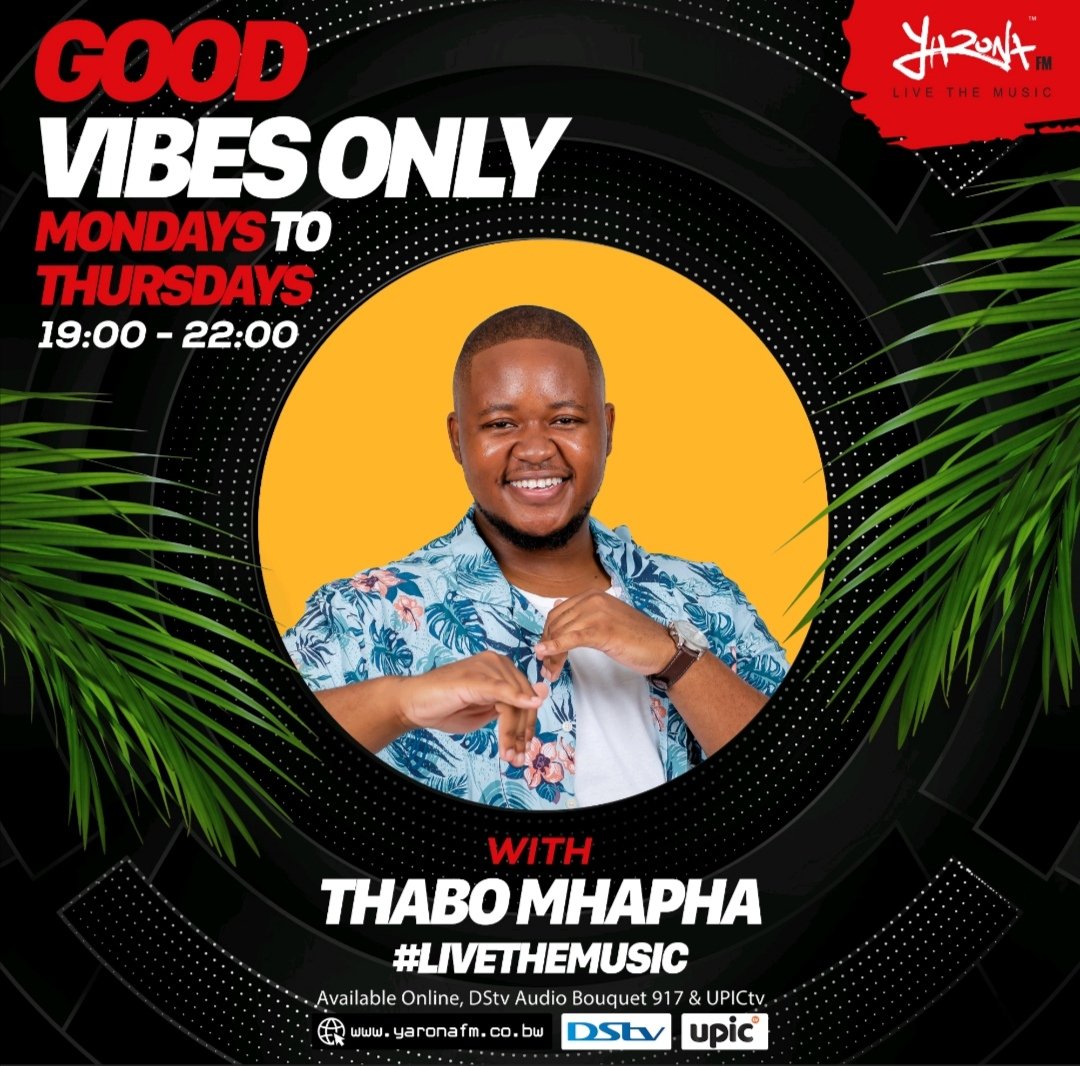 yaronafm's tweet photo. #LiveTheMusic
It's vibes on vibes with @thabomhapha on #GoodVibesOnly 📻🎶🎵 Have ya'll been following the #JonnyDeepTrial? TUNE IN, let's hear wassup?! @German_Dollar is bringing all the MOTLAKASE on #GoodVibesMix ⚡
📲Whatsapp: +267 3911066
📲SMS : 16106
☎️ https://t.co/e49dZS7HY8