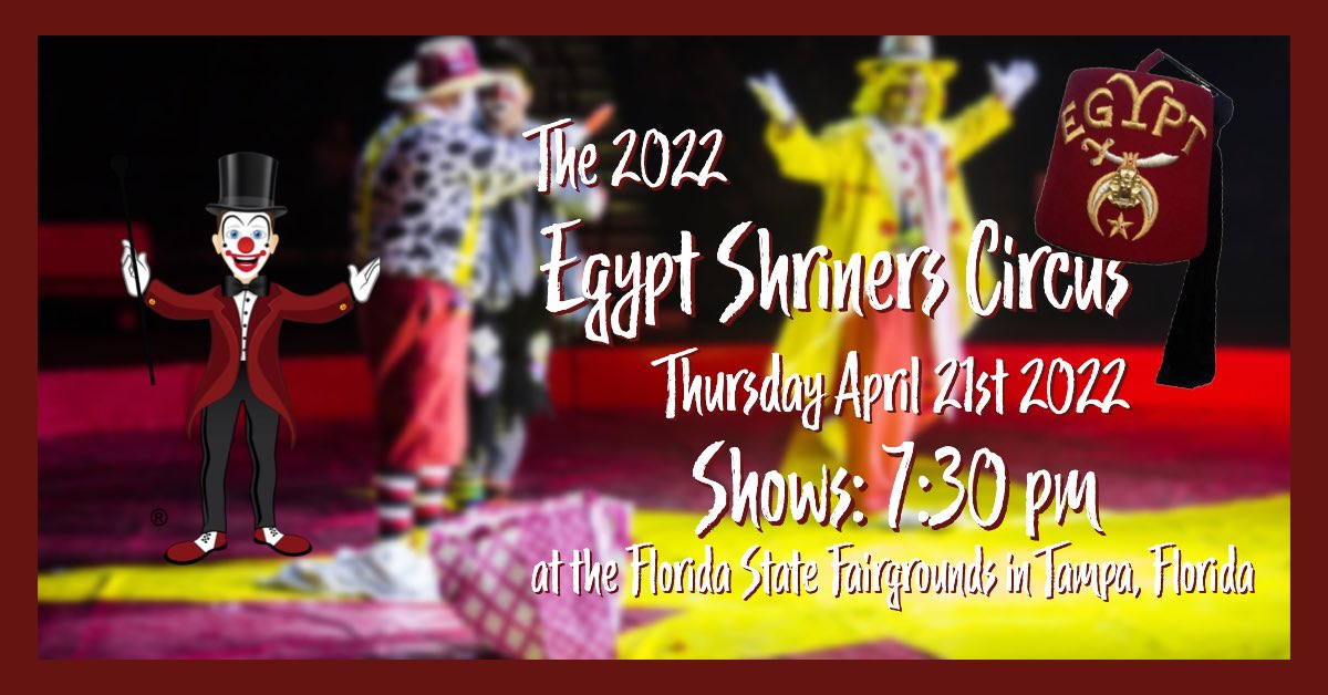 EgyptCircus's tweet photo. 🎟 One show today!  Thursday: 7:30 pm. 
  
🎪 Join us today April 21st - Sunday April 24th for the Egypt Shrine Circus!  Ticket info is within this event page link: https://t.co/EyPzEGmiBj 

#circus #shriners #shrinecircus #shrinerscircus #tampa #tampabay #tampaflorida #florida https://t.co/hpypwwOQLQ