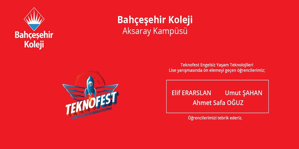 Teknofest Engelsiz Yaşam Teknolojileri Lise yarışmasında engelli bireyler için tasarladıkları akıllı gözlük tasarımı ile ön elemeleri geçen SeeTech ekibimiz öğrencileri; Elif Erarslan, Umut Şahan ve Ahmet Safa Oğuz'u tebrik eder ,başarılarının devamını dileriz. 👏
#Teknofest