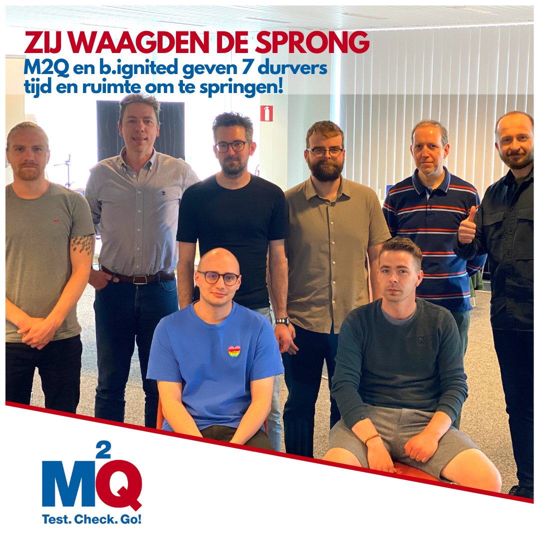 M2Qnv's tweet photo. 🪂 I Zij waagden de sprong!
M2Q en b.ignited geven zeven durvers tijd en ruimte om te springen! #durvers #Waagdesprong #werk #QualityConsultant #testengineers #gratisopleiding #opleidingen #cursus #m2q #joinM2Q #cronosgroep #testanalyst #softwareconsultant #omscholen https://t.co/m1wf3jtvvx