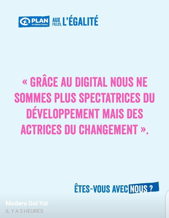 SAmdiatou's tweet photo. 𝐉𝐨𝐮𝐫𝟏
𝐜𝐚𝐦𝐩𝐚𝐠𝐧𝐞 𝐝𝐢𝐠𝐢𝐭𝐚𝐥𝐞 𝐩𝐨𝐮𝐫 𝐥'é𝐠𝐚𝐥𝐢𝐭é 𝐝𝐞𝐬 𝐟𝐢𝐥𝐥𝐞𝐬 𝐝𝐚𝐧𝐬 𝐥𝐞 𝐧𝐮𝐦é𝐫𝐢𝐪𝐮𝐞.
𝑱𝒆𝒖𝒏𝒆𝒔 𝒇𝒊𝒍𝒍𝒆𝒔 𝒒𝒖𝒆𝒍𝒍𝒆 𝒆𝒔𝒕 𝒍'𝒊𝒎𝒑𝒐𝒓𝒕𝒂𝒏𝒄𝒆 𝒅𝒖 𝒏𝒖𝒎é𝒓𝒊𝒒𝒖𝒆 𝒑𝒐𝒖𝒓 𝒗𝒐𝒖𝒔 ?🤔🤔
@planburkina
#femmestic https://t.co/XxKmDbrhsz