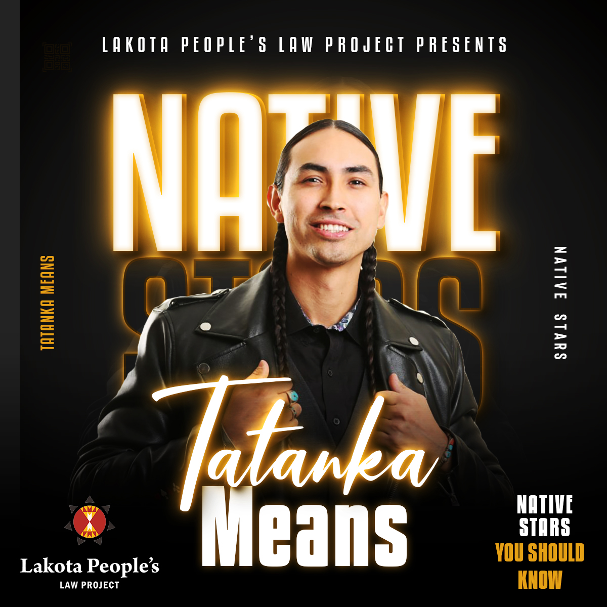 lakotalaw's tweet photo. We will be celebrating 25 Native American stars you should know and support. 

Our first "Native American Star You Should Know" is @TatankaMeans  (Oglala Lakota, Omaha, Dine'). https://t.co/Bse9vqCI8L