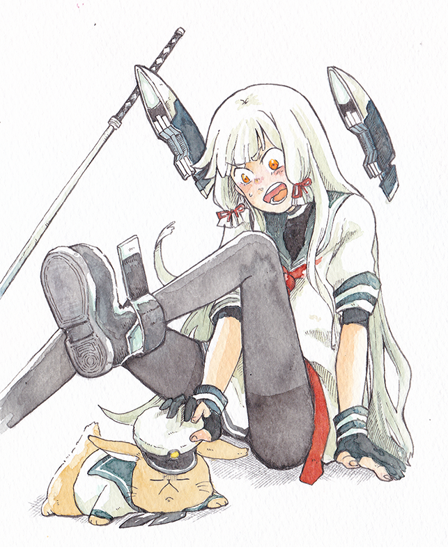 叢雲(艦これ) 「これは昔描いた水彩の叢雲と提督です。 」|うざきたかまる🍳万能職⑥巻発売中！のイラスト