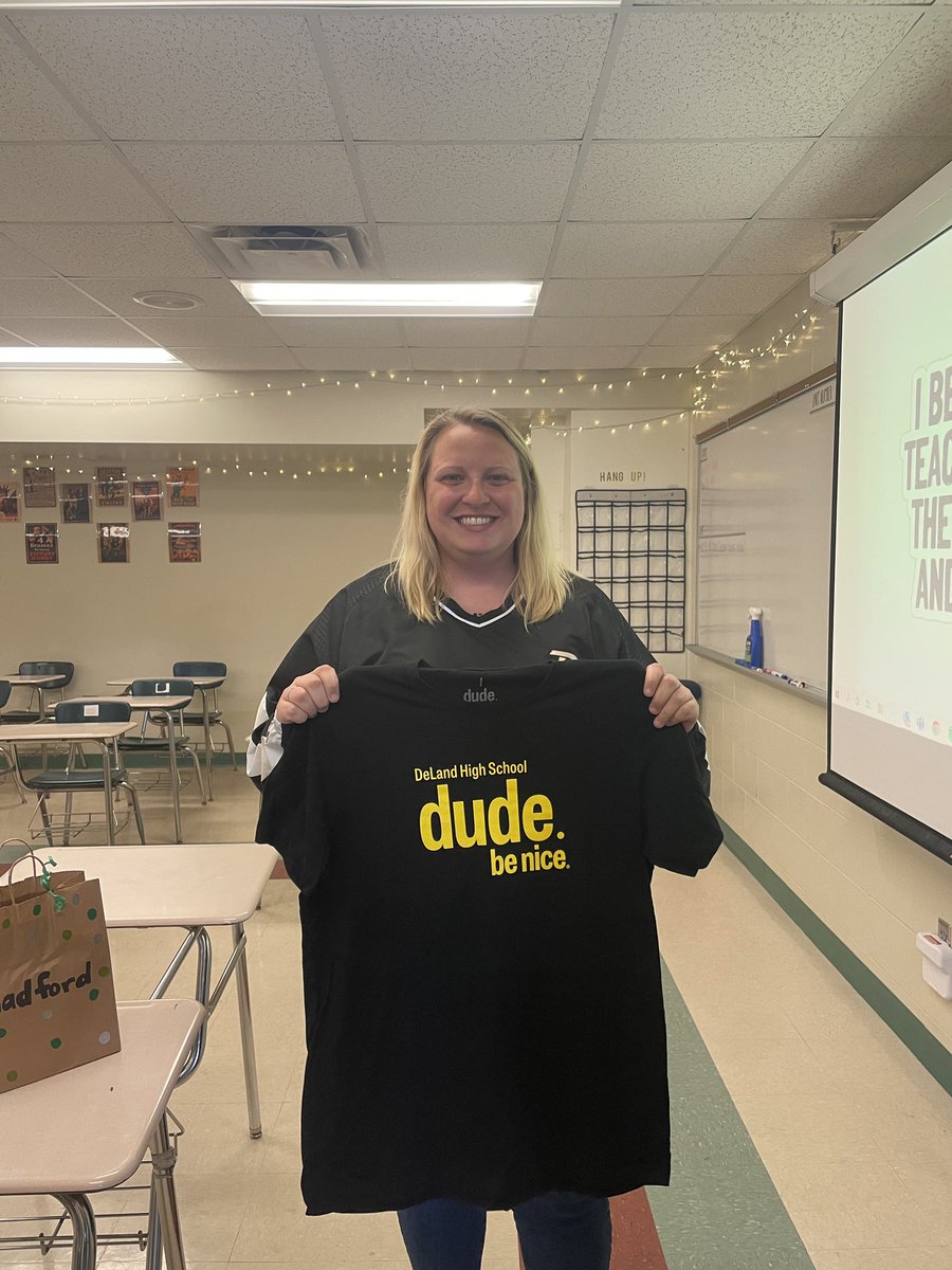 Our dude. be nice recipient this week is Ms. Radford. She’s always willing to help her students with a smile on her face.