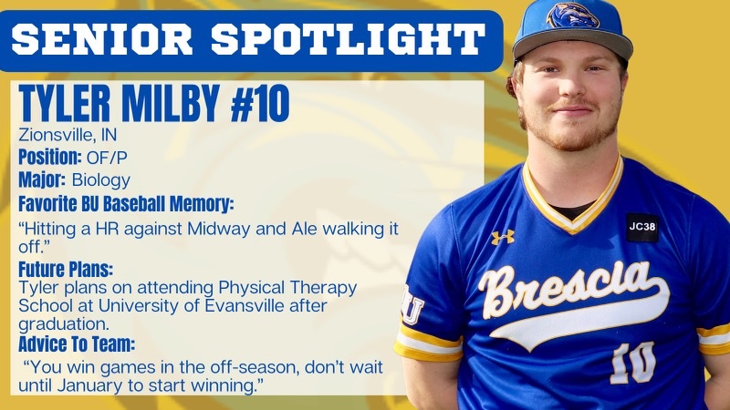 BresciaBaseball's tweet photo. Senior Spotlight: Pitcher/Outfielder Tyler Milby https://t.co/74cX0PnTiy