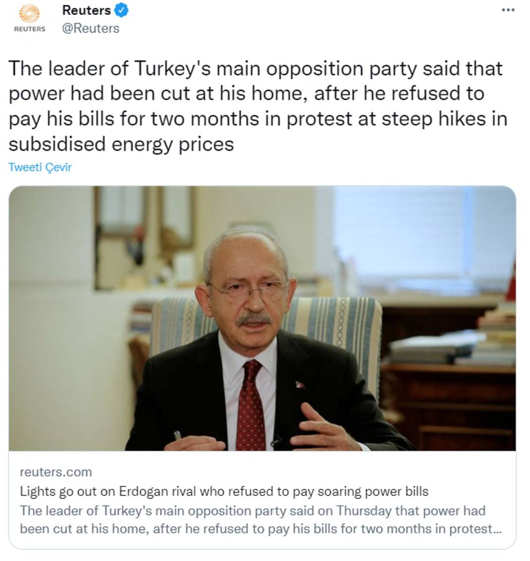 🚨 Kılıçdaroğlu Dünya Basınında

📌AFP: "Laik CHP'nin lideri Kemal Kılıçdaroğlu, Haziran 2023'te yapılması planlanan seçimlerde emektar Cumhurbaşkanı Recep Tayyip Erdoğan'a karşı ciddi bir meydan okumada bulunuyor."