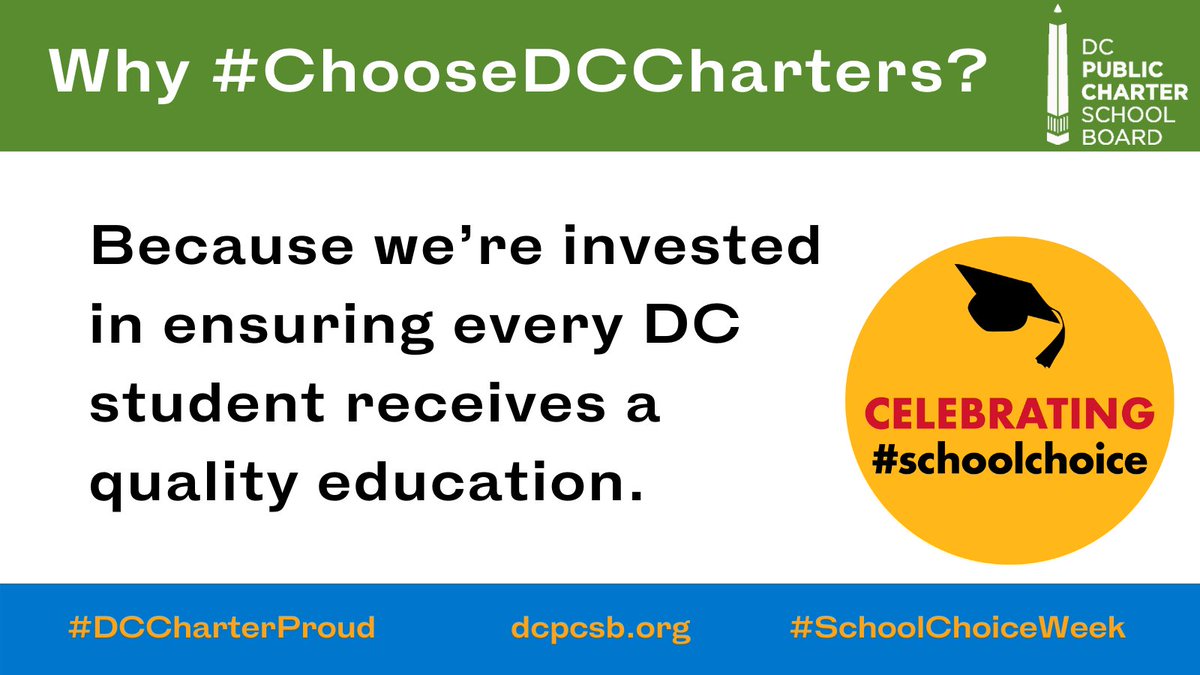 dcpcsb's tweet photo. Why #ChooseDCCharters?

Because we’re invested in ensuring every DC student receives a quality education. 

For those looking to learn more about public charter schools in DC, we encourage you to check out our 2022-23 school guide, available here:  https://t.co/1oonRdl6Zs https://t.co/VkCpfX4Bba