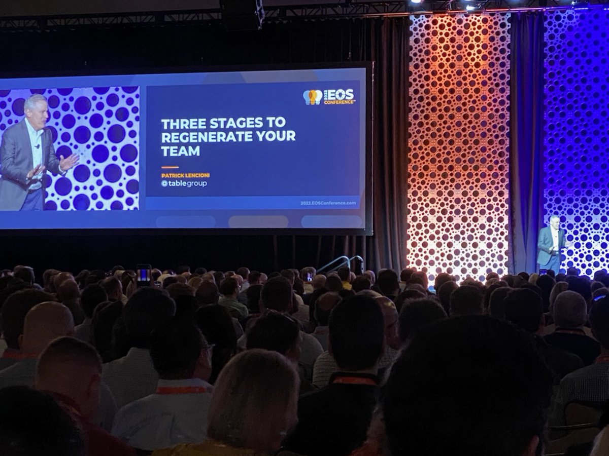 SagaciousTeam's tweet photo. #EOSconference2022 is in full swing, and @patricklencioni is on stage now! Insightful and powerful. https://t.co/c2m72NsEXJ