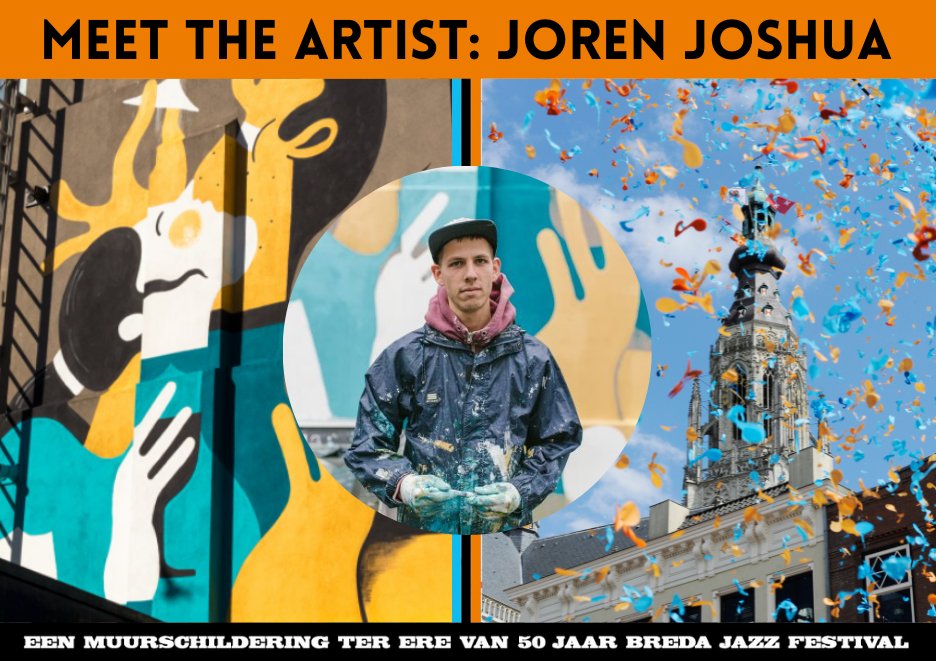 Het hoge woord is er uit: Bredase 'local hero' Joren Joshua is de artiest die onze Breda Jazz FestiWall gaat realiseren! Vanaf 26 mei kan iedereen de muur gaan bekijken! 🧡💙 #BredaJazzFestival #BJF50 #BredaJazzFestiWall