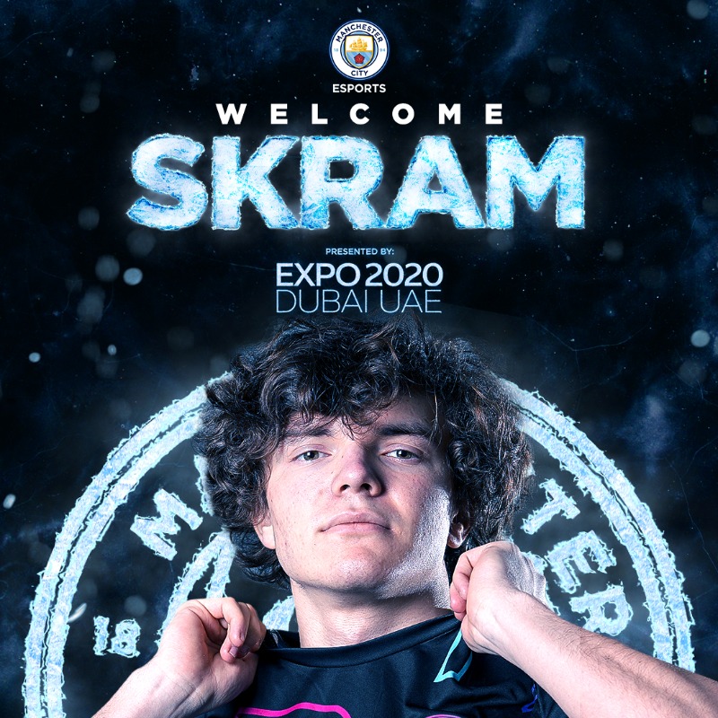 ManCity's tweet photo. Manchester City are pleased to announce the signing of a new Fortnite player, @SkramFN! 💫

⬇️ Read more! ⬇️