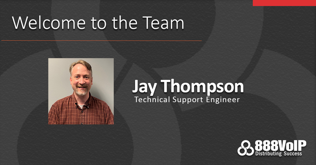 888Voip's tweet photo. As we continue to grow, please help us welcome another new member of the 888 team! Jay Thompson joins us as a Technical Support Engineer. We are so happy to have him on our team! #growth #888VoIP https://t.co/Sk9YXybbTk