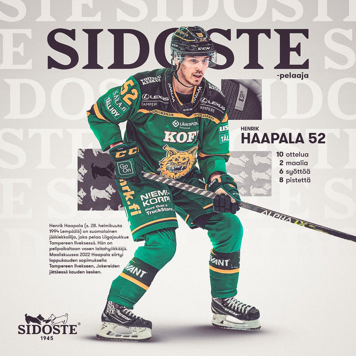 ilveshockey's tweet photo. Playoffs-otteluissa Ilveksen tehokkaimpiin pelaajiin on kuulunut hyökkääjä Henrik Haapala, joka on tehnyt 10 ottelussa 8 (2+6) tehopistettä! 🔥
🧦 @sidoste | https://t.co/hJCuaANe6A
#Ilves #Liiga #Sidoste https://t.co/jPsASaxM4e