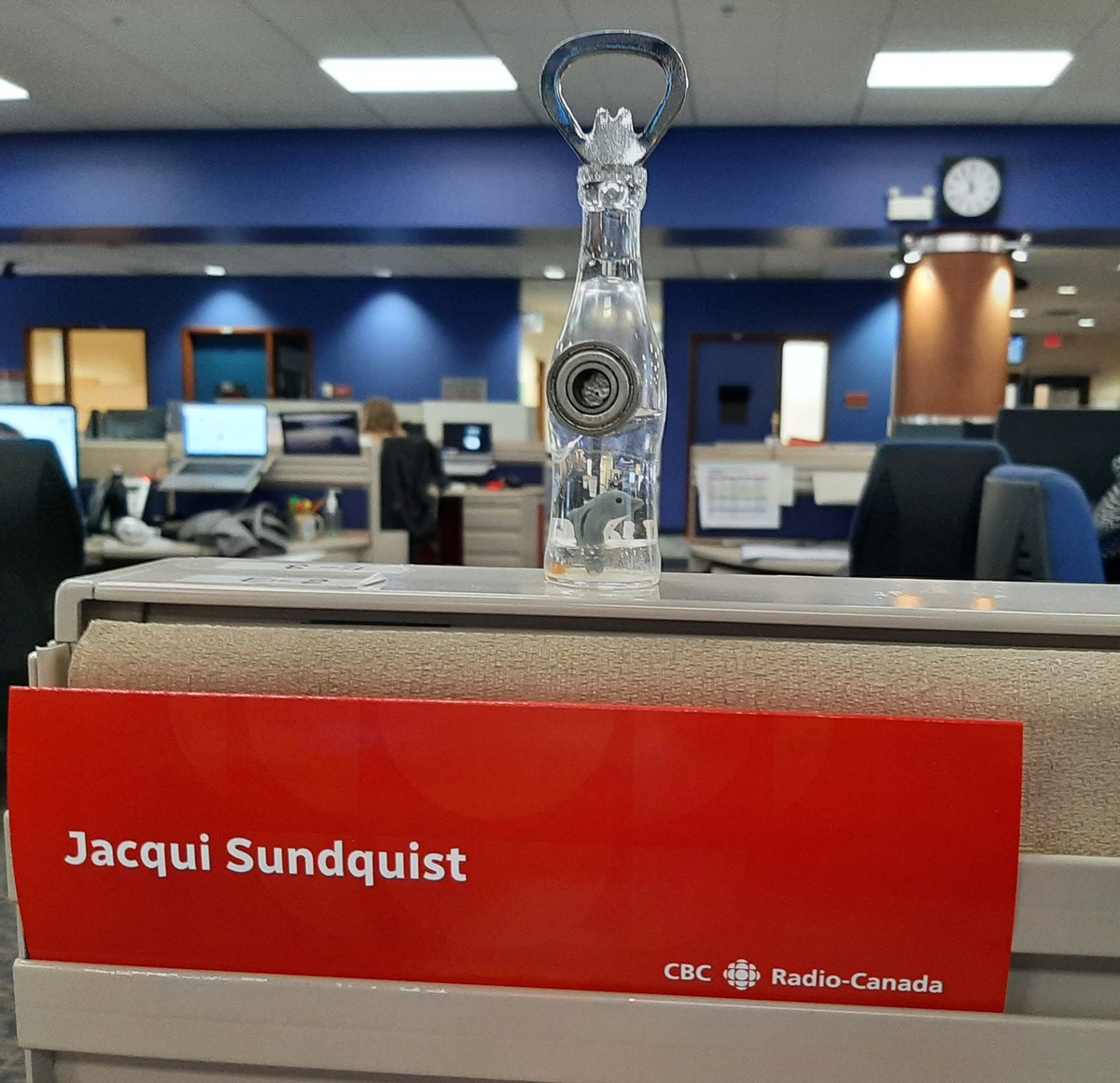 JacquiSundquist's tweet photo. Back at the office this week after many months at home. Lovely to see the team again... 😀 #reintigration 📺 📻 @CBCEdmonton https://t.co/MfkFS905gT