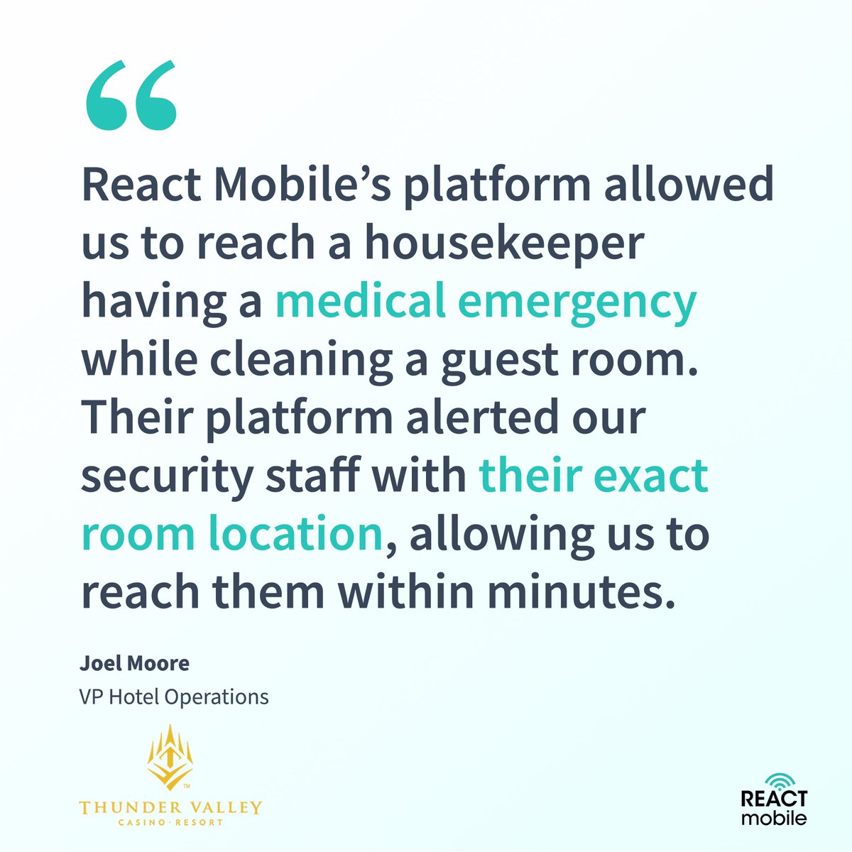 ReactMobile's tweet image. Learn more about how you can help protect your people during unexpected emergencies in a free demo: hubs.ly/Q0188HJz0
#testimonialthursday #hospitality #reactmobile #hotelsafety