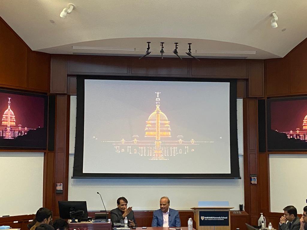 CaucusIndia's tweet photo. 16th Apr 2022,
It was an honour hosting @sureshpprabhu ji, a former Cabinet Minister in Government of India, at @Kennedy_School. He is also the founding Chancellor of @RishihoodUni. The conversation was moderated by Prof SP Kothari from MIT. Prof Kothari is a Padma Shree awardee https://t.co/3JzIYmhKtd