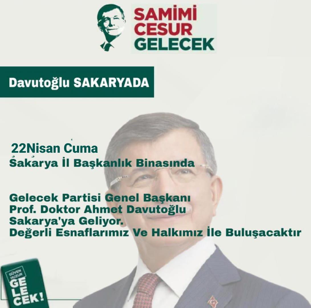 SakaryaSTK's tweet photo. Türkiye Gelecek Diyor
Davutoğlu SAKARYADA https://t.co/tkuEahUxPn