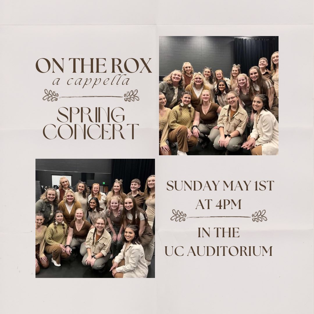 On The Rox is hosting their Spring Concert on Sunday May 1st at 4PM in the UC Auditorium! Join us for our last concert of the year featuring our ICCA set, senior songs, and more! RSVP on our Facebook event for more updates.