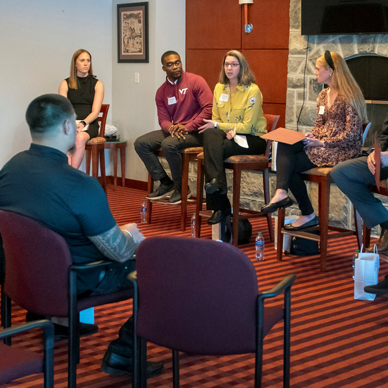 hokiesports's tweet photo. With graduation under a month away, @VTSADevelopment hosted 𝗕𝗲𝘆𝗼𝗻𝗱 𝗩𝗧 earlier this week!

The event, which was for 2022 graduates, was to celebrate, reflect and network with former student-athletes and professionals as the graduates begin their life after Virginia Tech.