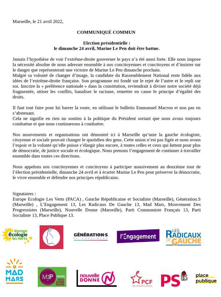 Pas de demi mesure pour battre sûrement #LePen.
A #Marseille, le même sens des responsabilités qui nous a amenés à la victoire nous permettra demain d’échapper au pire.