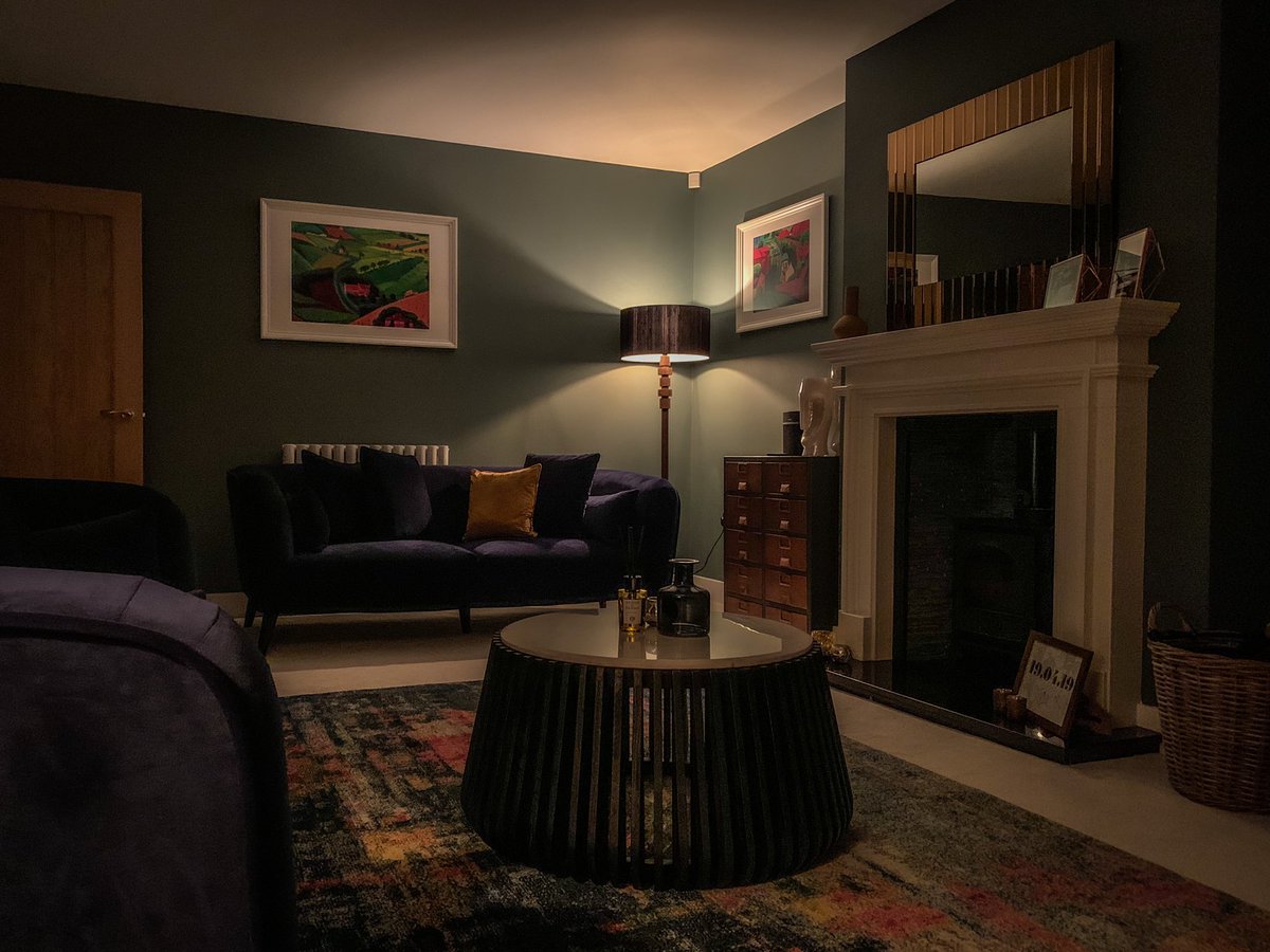 MikeBakerMedia's tweet photo. Proper pleased with the end result using @FarrowandBall’s #ColourConsultancy and their choice of #DeNimes for our living room. Rich and elegant in the day. Cosy and snug in the evening. Perfect! 👍🏼 https://t.co/zhwCKVNL3U
