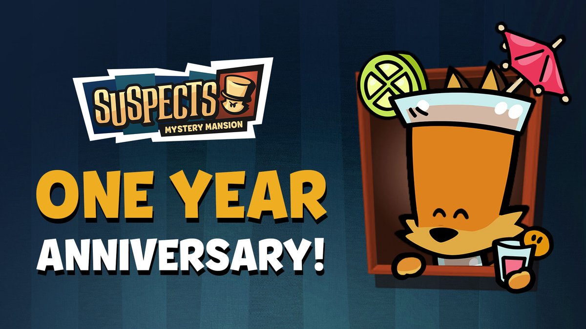 🎉 Suspects, it's our OUR YEAR ANNIVERSARY 🎉#SuspectsMysteryMansion

Thanks for playing our game and suppporting us for the past year!

We've left you a small gift in the Mansion Shop to celebrate... 😉
