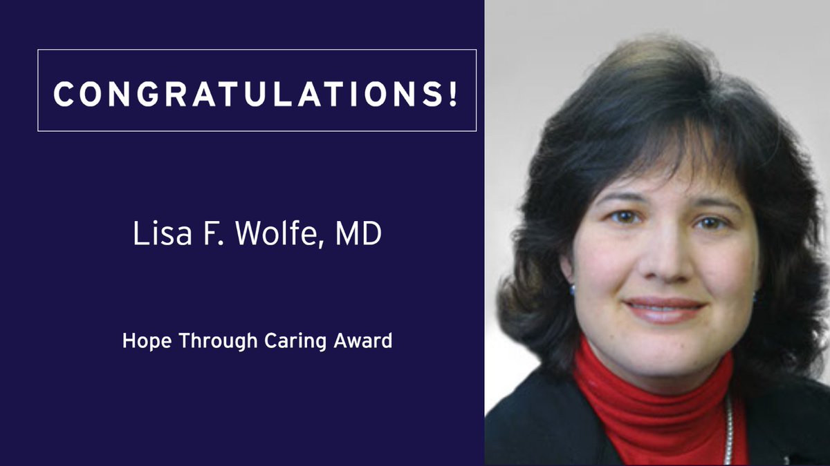 Join us in congratulating Lisa F. Wolfe, MD, on receiving the Hope Through Caring Award for her #commitment to the fight against #ALS and the innovative #research and #ClinicalCare she has done for #ALS. Learn more: hopethroughcaring.org