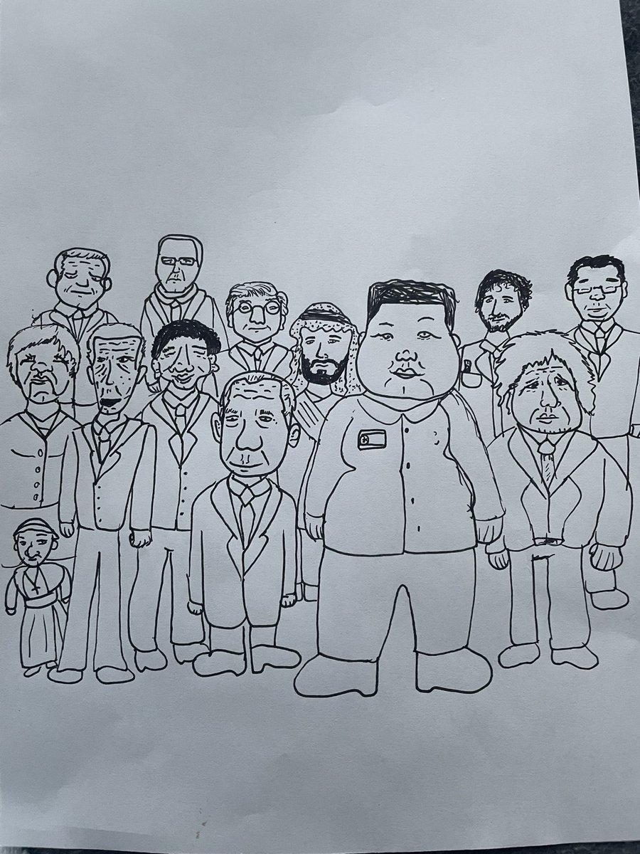 c_barton1989's tweet image. Drawn by our  talented 11 year old son.  How many can you name? Never seizes to amaze me how talented he is! #PoliticalFigures #Artist #ProudMum