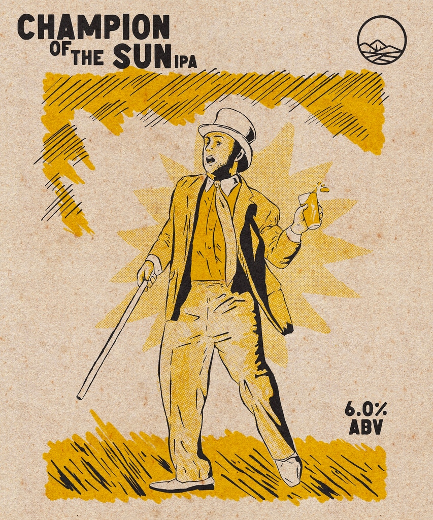 Champion of the Sun is an American IPA dry hopped w/ Mosaic and Simcoe. A strong, yet clean hop character of passionfruit and tangerine is supported by a moderate bitterness.

Releases tomorrow at 12!