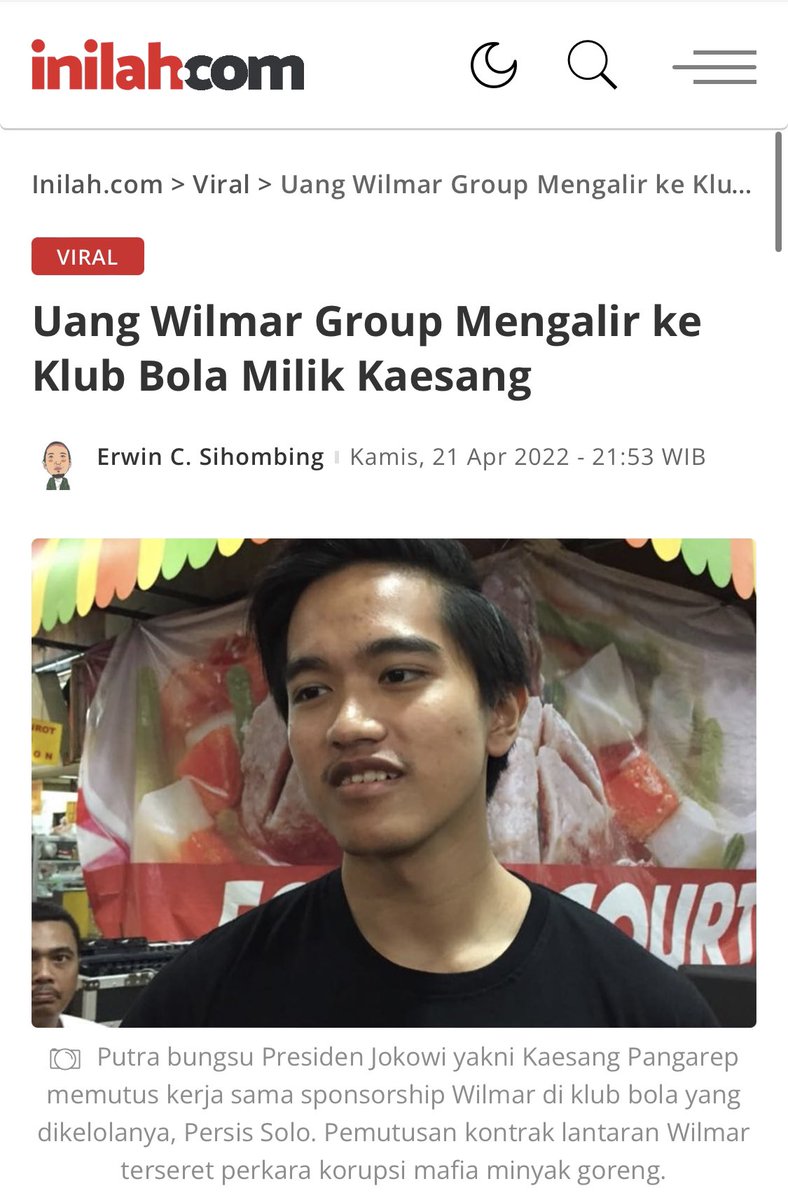 Abaaah's tweet photo. Seputar minyak goreng 
▪️Wilmar grup dpt subsidi 15 trilyun  
▪️Minyak goreng langka, rakyat berebut. 
▪️Saat migor langka Wilmar malah dapat izin ekspor minyak goreng, main mata dgn aparat. 
▪️Wilmar sponsori Persis Solo, 40% sahamnya milik Kaesang, anak Jokowi. https://t.co/X38EVqn33W