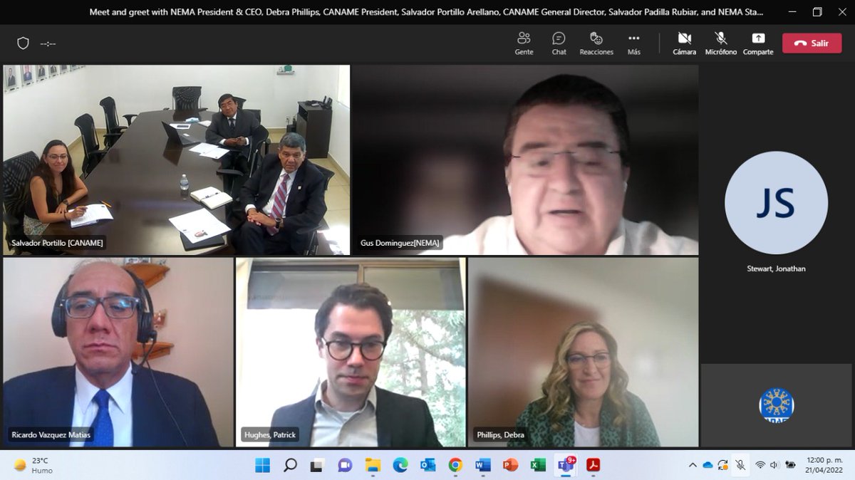 canamemx's tweet photo. #CANAMEpresente 

Nuestro presidente, Ing. Salvador Portillo, asistió a la reunión virtual con la @NEMA_Mex  para fortalecer y compartir experiencias en pro del desarrollo de la #IndustriaEléctrica hacia la transición energética. https://t.co/VCCN7fodIj