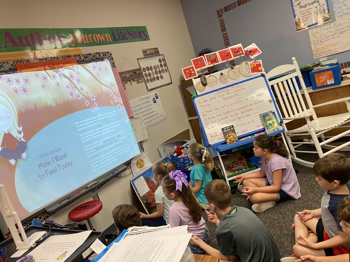 cpeshmoore's tweet photo. We have been practicing mindfulness and visualization in our Morning Meetings this week. This is how we started our day today….with some deep breathing and meditation on how we wanted our day to go and guess what? It was a GREAT day👊🏻💪🏻@TISDCPES https://t.co/aIYeRp1ch5
