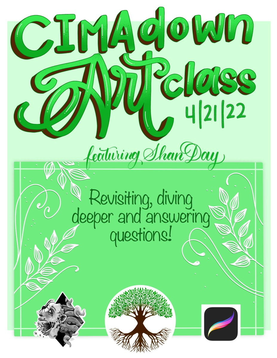 CIMAdownLLC's tweet image. 2nd installment of our #Procreate Class starting in 10 minutes! Make sure to bring those questions and get ready to see some more AMAZING art from @Shandayart! #ProcreateClass #NFTartist #Artists #Procreate 
Class is in our #Discord: buff.ly/3iRspY6 Join it now!