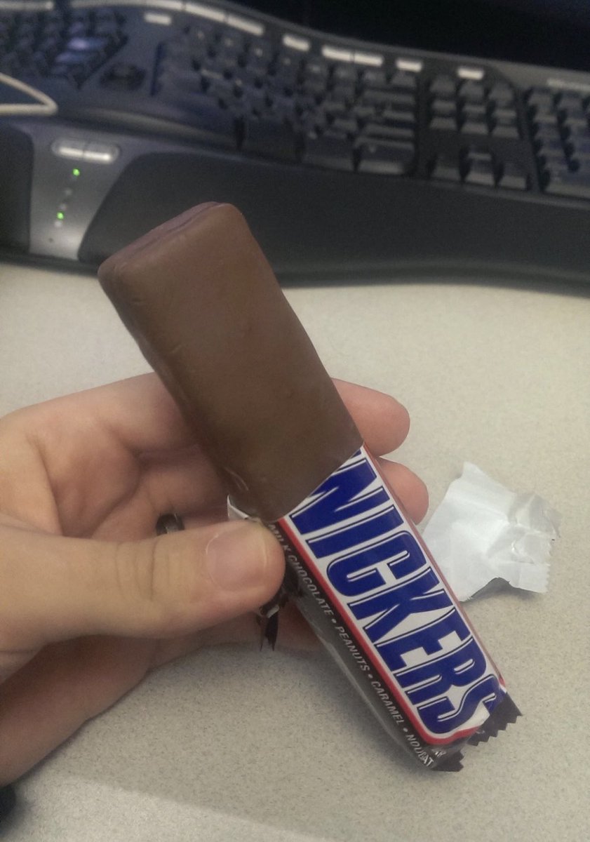 kala_tyson's tweet photo. @SquidingoMubbs @SNICKERS That’s nonsense, how come my snickers looked like this?! https://t.co/lrnFpv7dLk